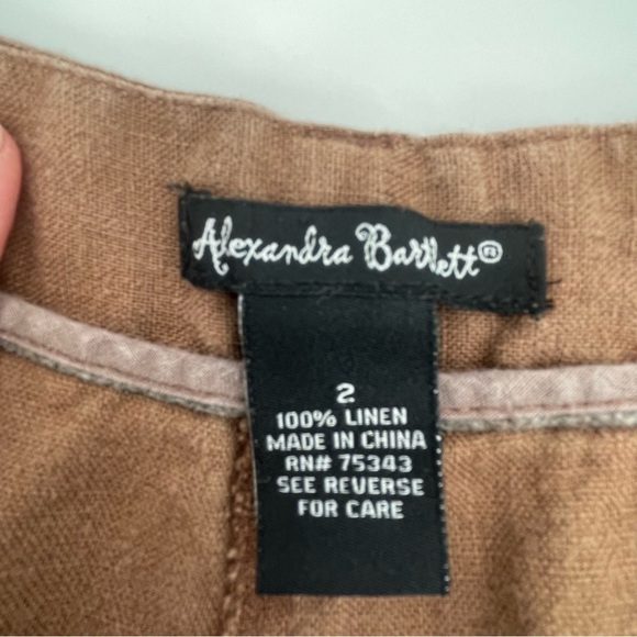 Alexandra Bartlett Linen Wide-Leg Pants – Brown, Size 2 - Picture 5 of 9